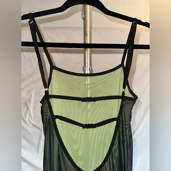 Vintage Sheer Green and Black Jumpsuit with Contrasting Trippy Swirl Lining M/L - Picture 7 of 16